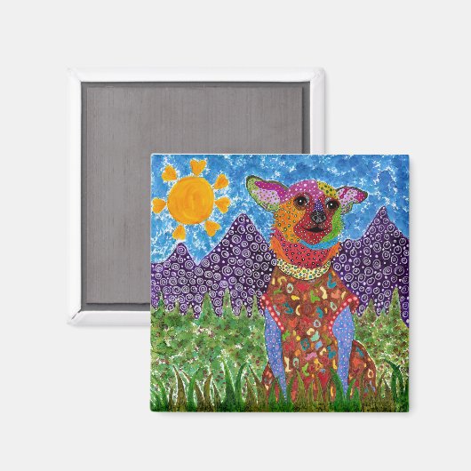 Aimant de Chihuahua mignon et coloré 2" (Recto/Verso)
