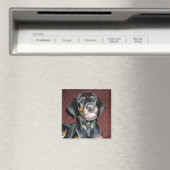 Aimant de chiot Doberman Pinscher souriant (In Situ (Lave-vaisselle))