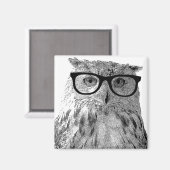 Aimant de chouette drôle | Oiseau avec lunettes (Recto/Verso)