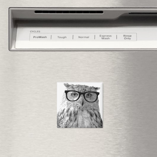 Aimant de chouette drôle | Oiseau avec lunettes (In Situ (Lave-vaisselle))
