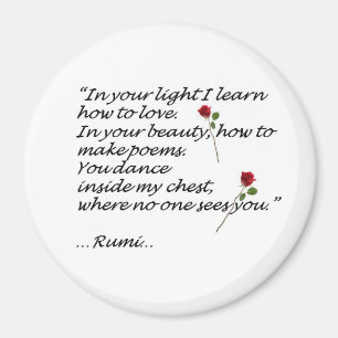 Aimant de citation d'amour de Rumi rond