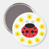 Aimant de coccinelle et de fleurs (Recto/Verso)