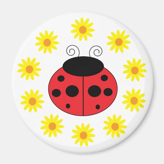 Aimant de coccinelle et de fleurs (Devant)