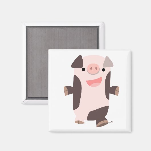 Aimant de cochon souriant (Recto/Verso)