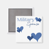Aimant de coeur bleu conjoint militaire (Recto/Verso)