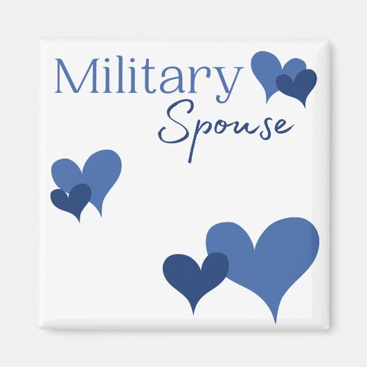 Aimant de coeur bleu conjoint militaire (Devant)