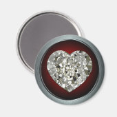 Aimant de coeur diamant étincelant (Recto/Verso)
