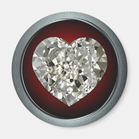 Aimant de coeur diamant étincelant (Devant)