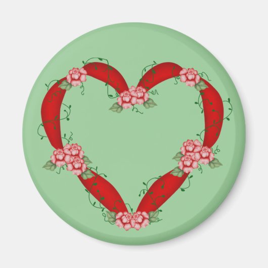 Aimant de coeur fleuri (Devant)
