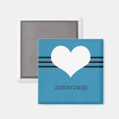 Aimant de coeur moderne bleu (Recto/Verso)