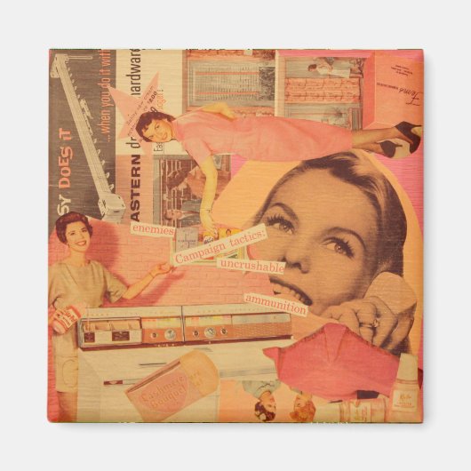 Aimant de collage rose rétro (Devant)