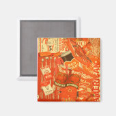 Aimant de collage rouge rétro (Recto/Verso)