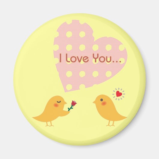 Aimant de conception d'oiseau 'Je t'aime'2 (Devant)