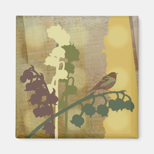 Aimant de conception d'oiseaux à fleurs Bell (Devant)