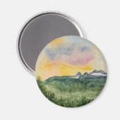 Aimant de coucher de soleil de montagne (Recto/Verso)