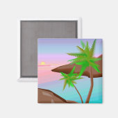 Aimant de coucher de soleil sur l'île tropicale (Recto/Verso)