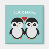 Aimant de couple de pingouins personnalisable (Devant)