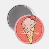 Aimant de crème glacée fraise (Recto/Verso)