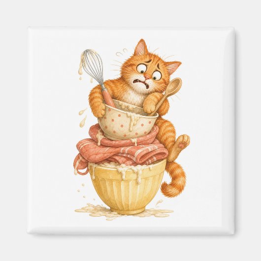 Aimant de cuisine chat drôle (Devant)