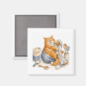 Aimant de cuisine chat drôle (Recto/Verso)