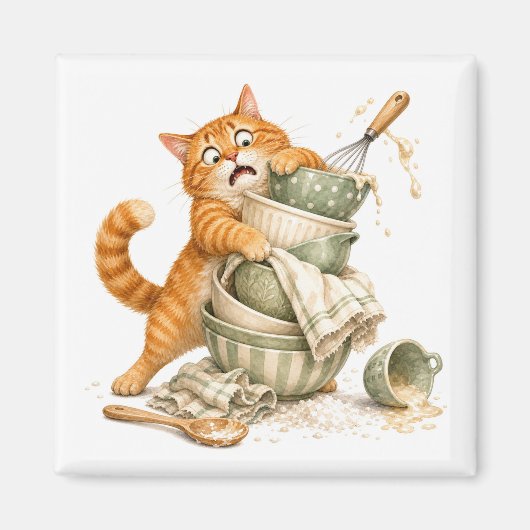 Aimant de cuisine chat drôle (Devant)