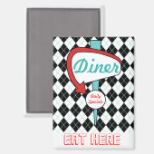 Aimant de cuisine de diner rétro (Recto/Verso)