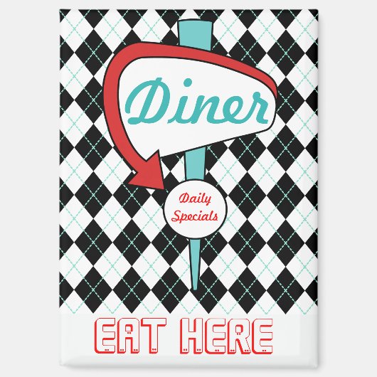 Aimant de cuisine de diner rétro (Recto)