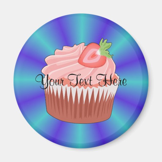 Aimant de cupcake aux fraises (Devant)