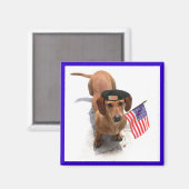 Aimant de dachshund patriotique (Recto/Verso)