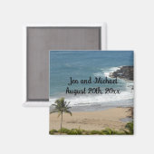 Aimant de date de mariage sur l'océan et la plage (Recto/Verso)