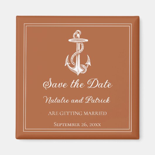 Aimant de date de sauvegarde Ancre Nautique Orange (Devant)
