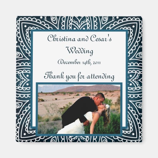 Aimant de déclaration 2"x2" Bleu Marocain Profond (Devant)