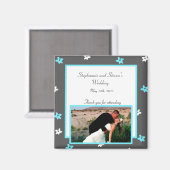 Aimant de déclaration 2"x2" bleu thé Arizona fleur (Recto/Verso)