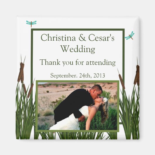 Aimant de déclaration 2"x2" Cattail/Libellule en C (Devant)