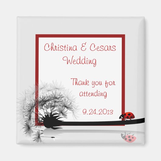 Aimant de déclaration 2"x2" Coccinelle sur Pissenl (Devant)