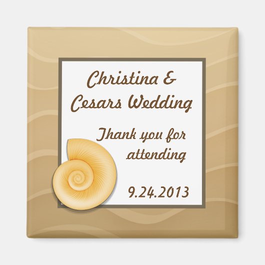 Aimant de déclaration 2"x2" Coquillages sur plage  (Devant)