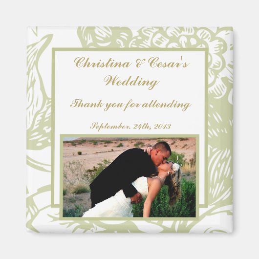 Aimant de déclaration 2"x2" Fleur de gérbera verte (Devant)