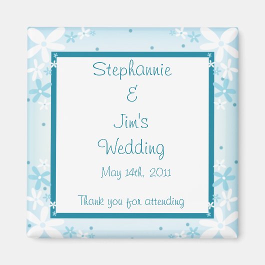 Aimant de déclaration 2"x2" Fleurs bleues (Devant)