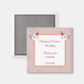 Aimant de déclaration 2"x2" Fleurs roses/marron Am (Recto/Verso)