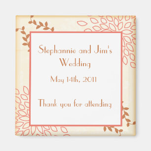 Aimant de déclaration 2"x2" floral rose et marron