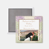 Aimant de déclaration 2"x2" floral violet et vert (Recto/Verso)
