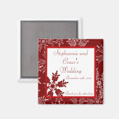 Aimant de déclaration 2"x2" Noël Rouge Flocons de (Recto/Verso)