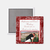 Aimant de déclaration 2"x2" Noël rouge flocons de (Recto/Verso)