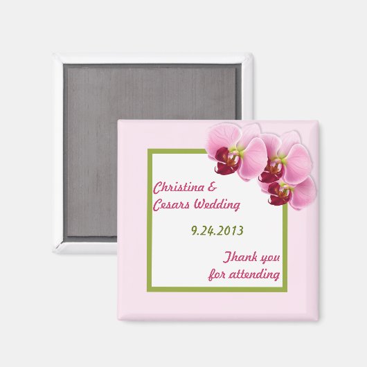 Aimant de déclaration 2"x2" Orchidée rose à longue (Recto/Verso)