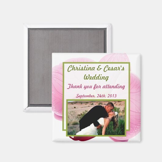 Aimant de déclaration 2"x2" Orchidée rose à longue (Recto/Verso)