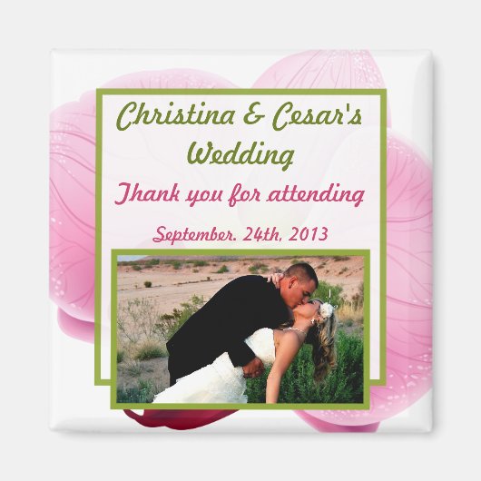 Aimant de déclaration 2"x2" Orchidée rose à longue (Devant)