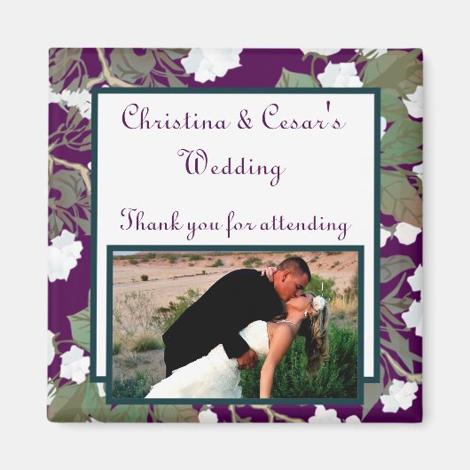 Aimant de déclaration 2"x2" Paon/ Branche de fleur (Devant)