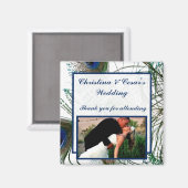 Aimant de déclaration 2"x2" Plumes de paon Bleu/Ve (Recto/Verso)