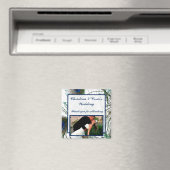 Aimant de déclaration 2"x2" Plumes de paon Bleu/Ve (In Situ (Lave-vaisselle))