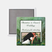 Aimant de déclaration 2"x2" Plumes Vert Paon (Recto/Verso)